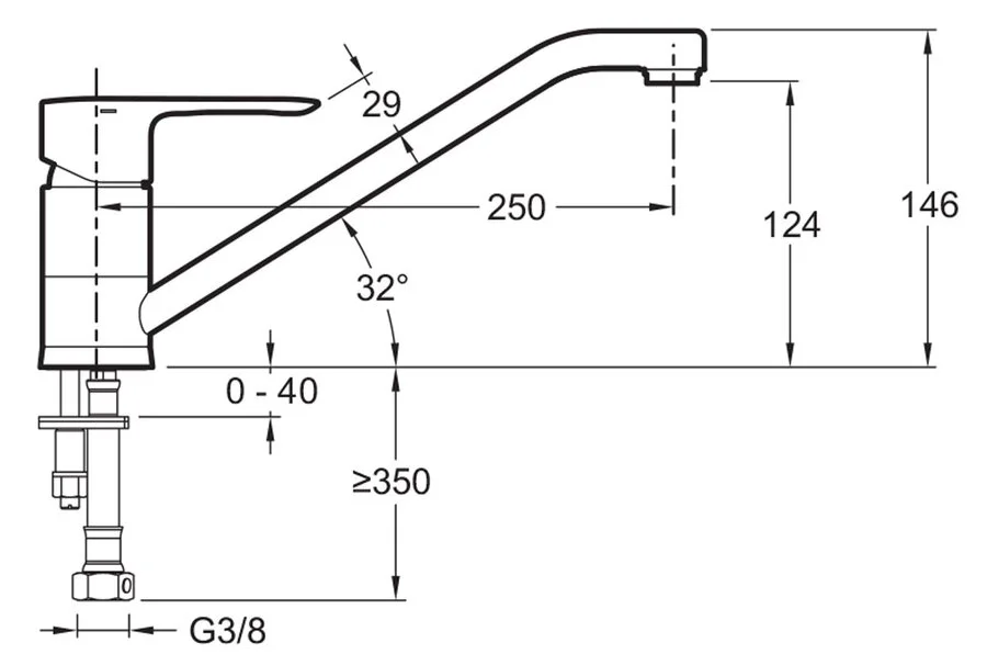 Смеситель для кухни Jacob Delafon July однорычажный E16084-4-CP