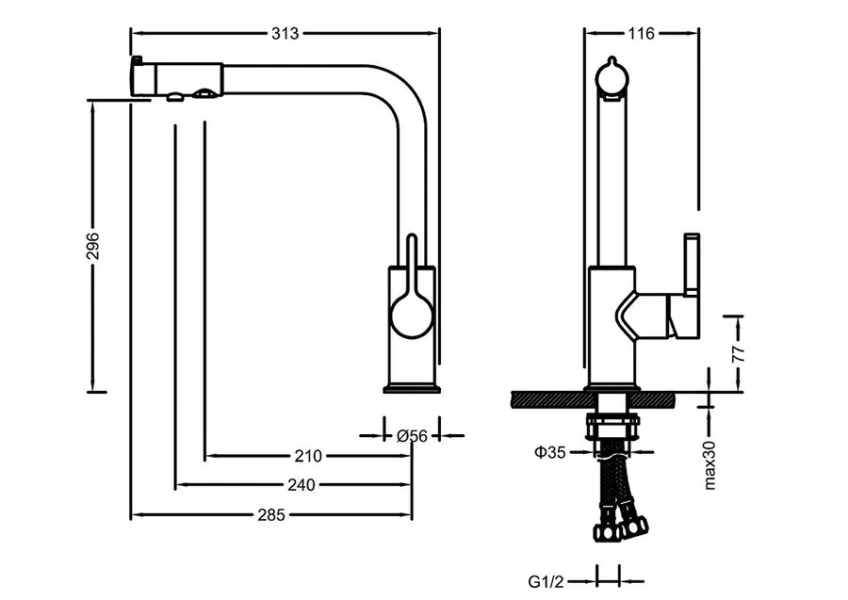 Смеситель для кухни антик Timo Hette 1026/02F