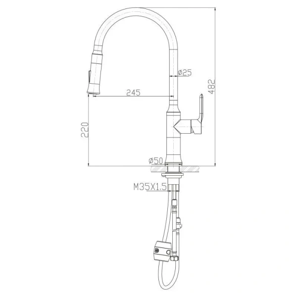 Смеситель для кухни BelBagno Nova двухрежимный BB-LAM38-IN