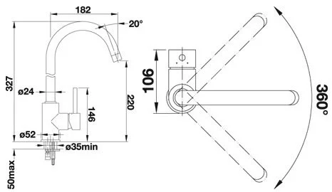 Смеситель для кухни хром Blanco Mida 524201