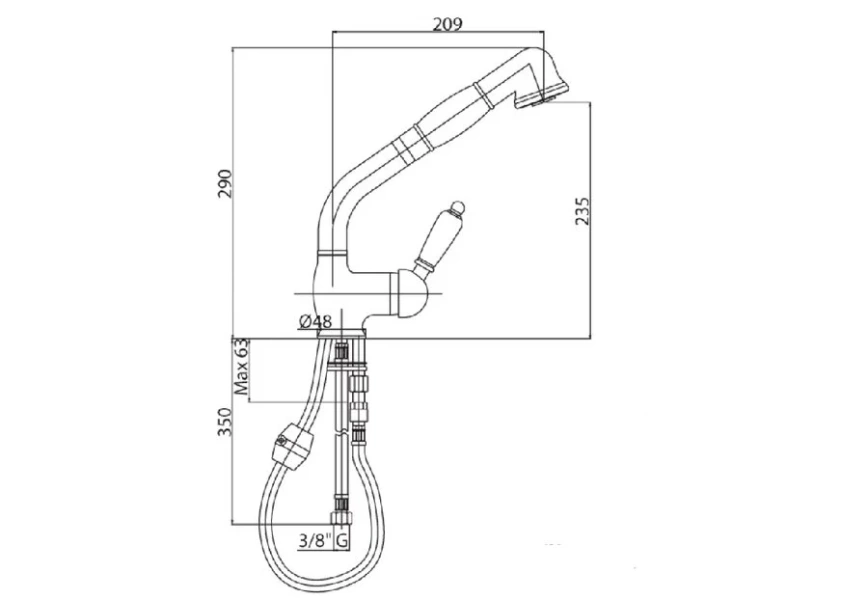 Смеситель для кухни Cezares Vintage хром, ручка Swarovski VINTAGE-LLDM-01-Sw