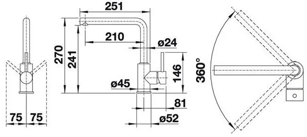 Смеситель для кухни, хром, Blanco Mila 524213
