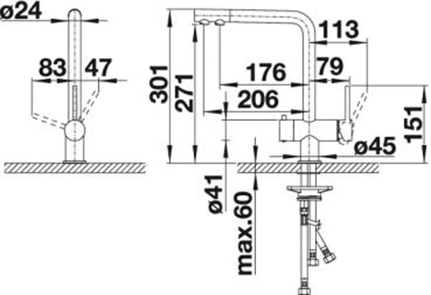 Смеситель для питьевой воды Blanco Fontas II алюметаллик 525140
