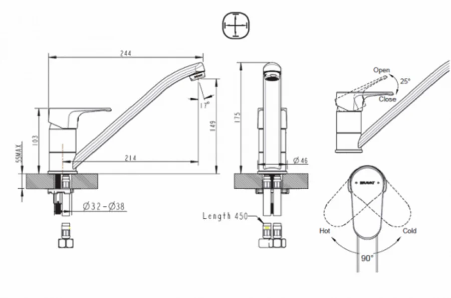 Смеситель для кухни Bravat Alfa F7120178CP-2