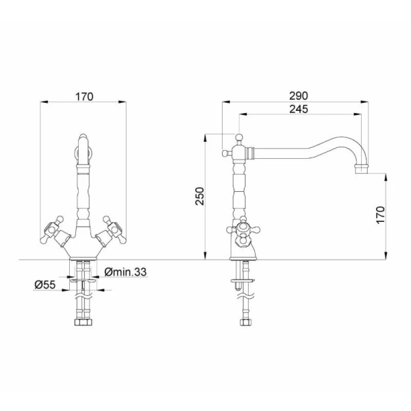 Смеситель для кухни Migliore Revival 18 с поворотным изливом