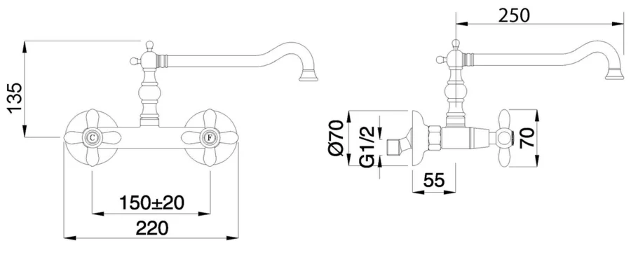 Смеситель для кухни Migliore Princeton 182 настенный