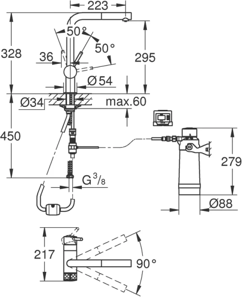 Смеситель для кухни с функцией фильтрации воды Grohe Blue 30382