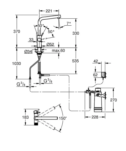 Смеситель для питьевой воды Grohe Blue Pure хром 30589000