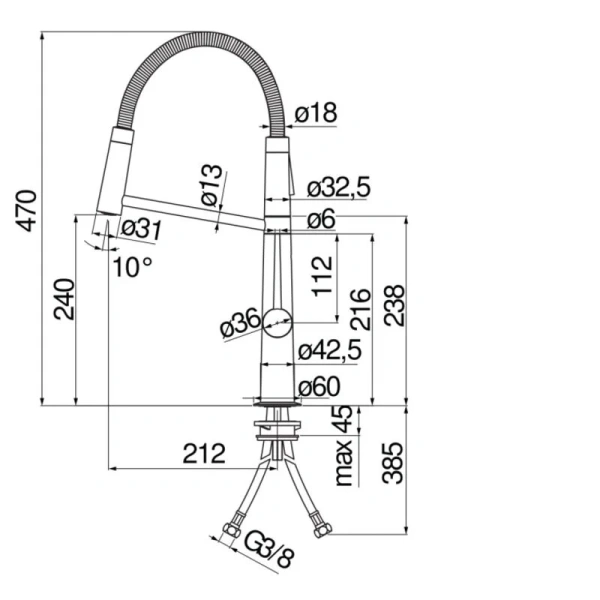 Смеситель для кухни Nobili Levante MV123300 с выдвижным изливом