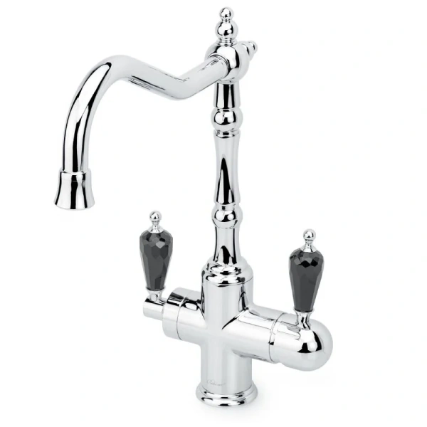 Смеситель для питьевой воды Boheme Kitchen хром ручка Swarovski черная 113-BSW
