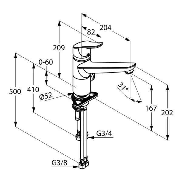 Смеситель для кухни Kludi Objekta с переключателем 325770575