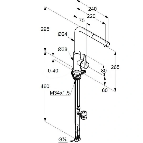 Смеситель для кухни Kludi L-ine черный матовый 408513975