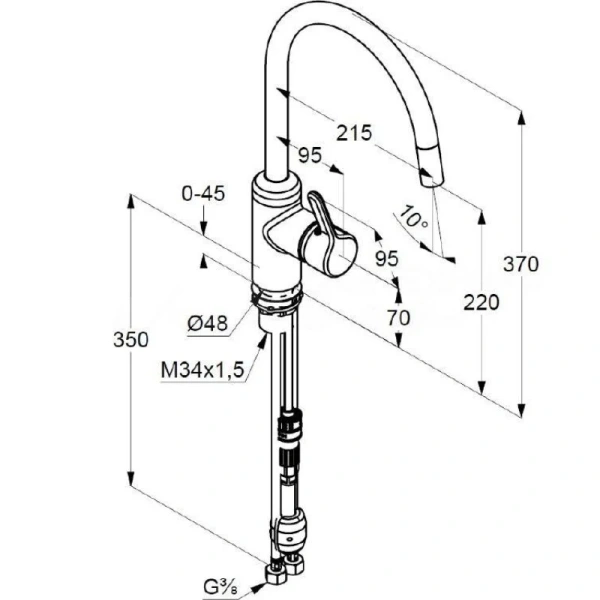 Смеситель для кухни Kludi Bingo Star черный матовый 428513978