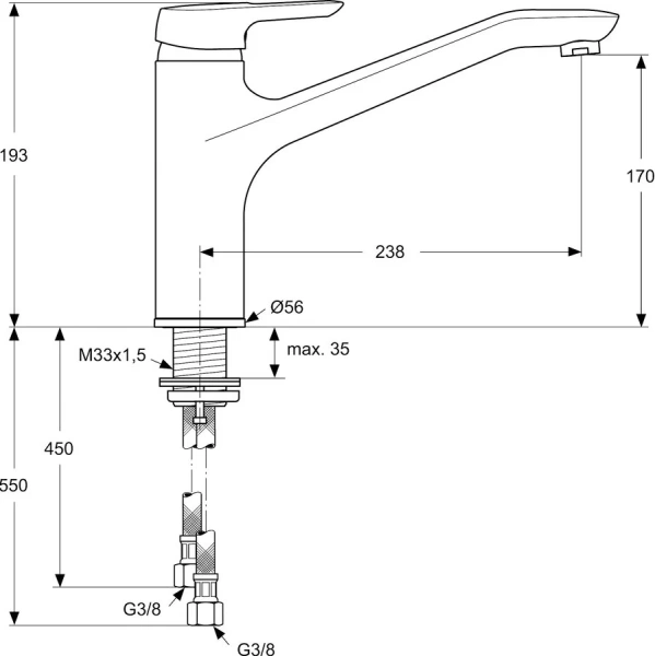 Смеситель для кухни Ideal Standard Ceramix Blue однорычажный B9495AA Staron