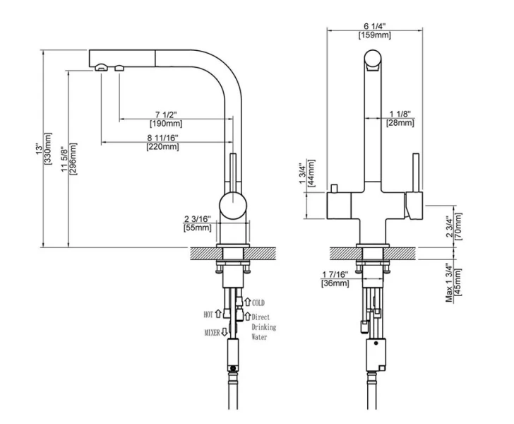 Смеситель для питьевой воды Timo Saona черное золото 2356/18FL