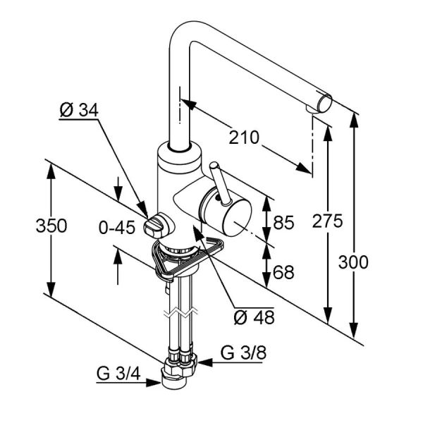Смеситель для кухни Kludi L-ine с переключателем 428160577