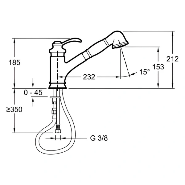 Смеситель для кухни Jacob Delafon Fairfax однорычажный E76091-CP