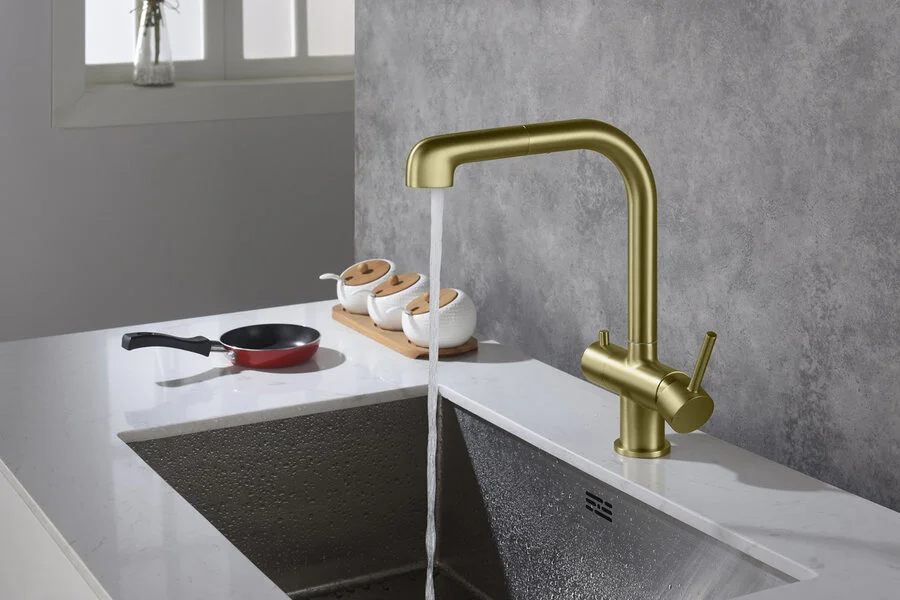 Смеситель для питьевой воды Timo Saona золото матовое 2346/17FL Staron