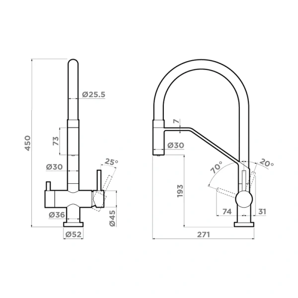 Смеситель для питьевой воды Omoikiri Akeno gb графит 4994547