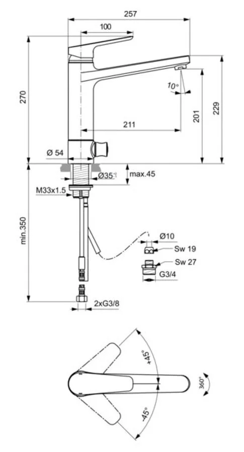 Смеситель для кухни Ideal Standard Ceraplan III однорычажный B0955AA