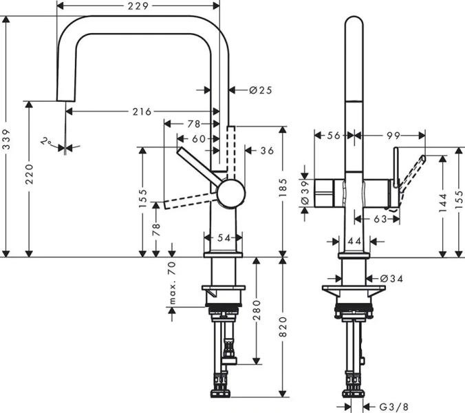 Смеситель для кухни Hansgrohe Talis M54 сталь 72807800