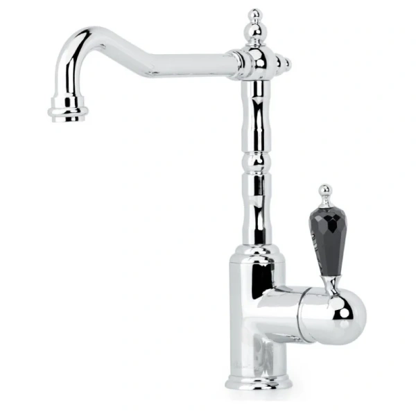 Смеситель для кухни Boheme Kitchen хром ручка Swarovski черная 103-BSW