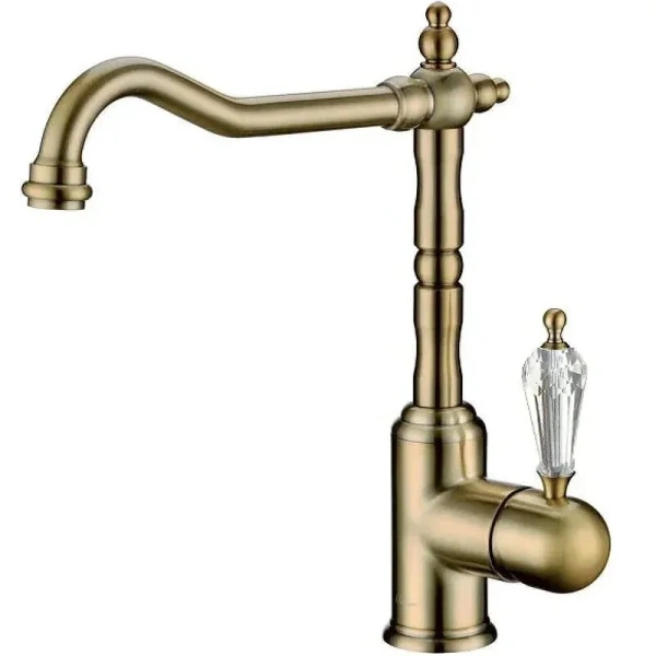Смеситель для кухни Boheme Kitchen бронза ручка Swarovski 101-SW