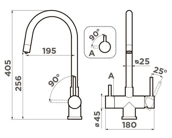 Смеситель для кухни Omoikiri Akita нержавеющая сталь 4994086