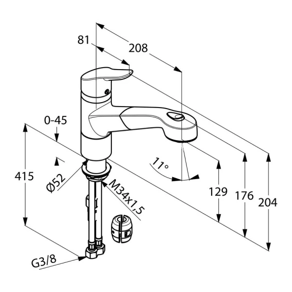 Смеситель для кухни Kludi Objekta с выдвижным изливом 325810575