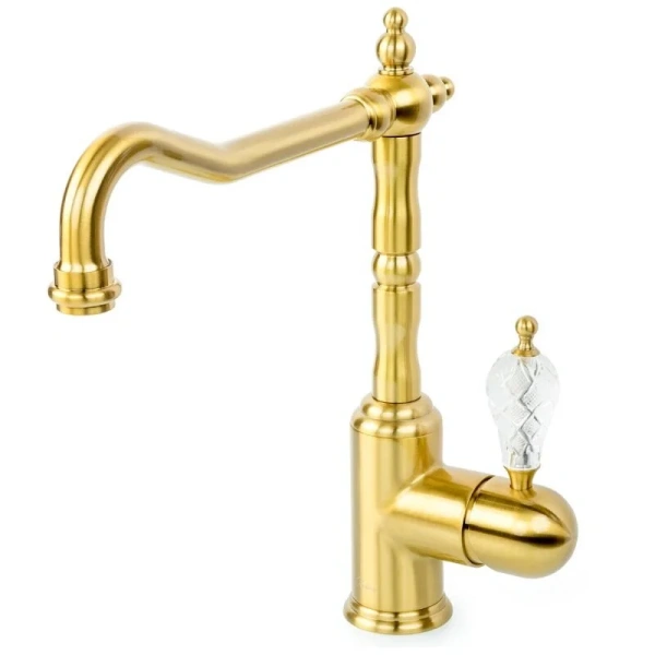 Смеситель для кухни Boheme Kitchen бронза ручка хрусталь 101-CRST