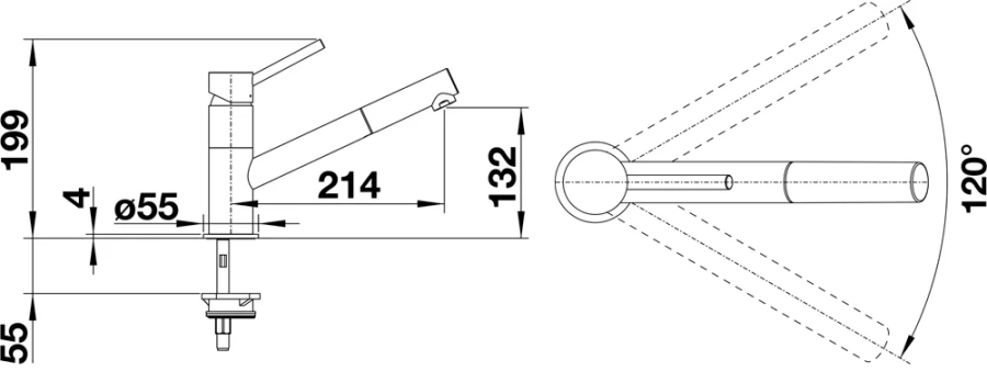Смеситель для кухни Blanco Kano-S черный 526174