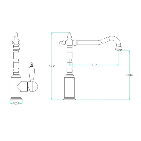 Смеситель для кухни Boheme Kitchen хром ручка Swarovski 103-SW