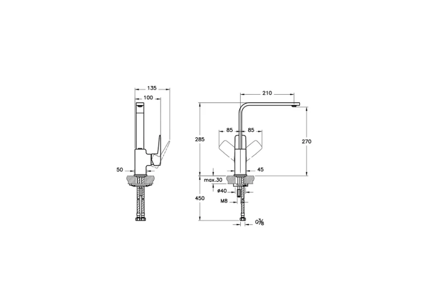 Смеситель для кухни VitrA Root Square черный матовый A4275336EXP
