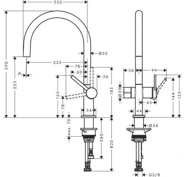 Смеситель для кухни Hansgrohe Talis M54 хром 72805000