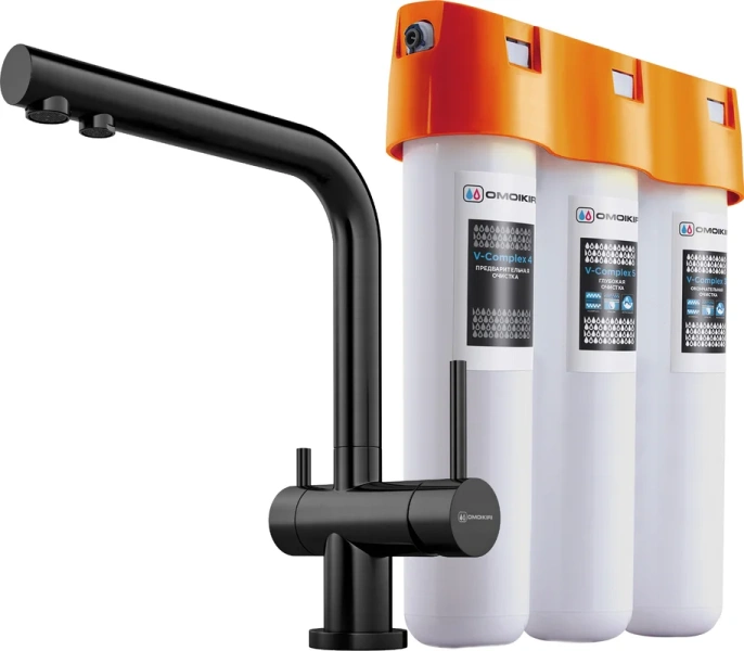 Смеситель для кухни Omoikiri Nagano-GM + Pure drop Lite вороненая сталь 4179.8028