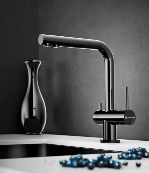 Смеситель для кухни Omoikiri Nagano-GM + Pure drop Lite вороненая сталь 4179.8028