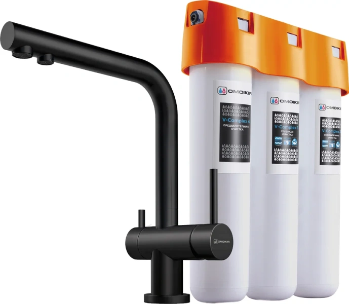 Смеситель для кухни Omoikiri Nagano-GB + Pure drop Lite графит 4284.8028