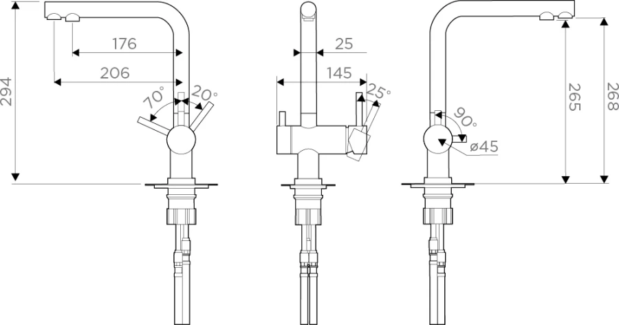 Смеситель для кухни Omoikiri Nagano-GB + Pure drop Lite графит 4284.8028
