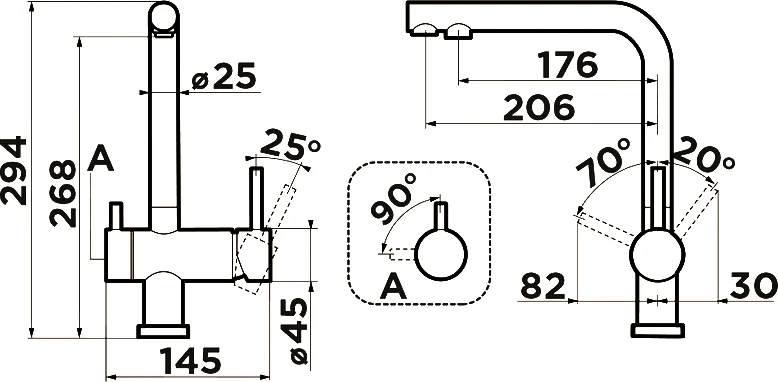 Смеситель для кухни Omoikiri Nagano-BL-P черный 4047.8028P