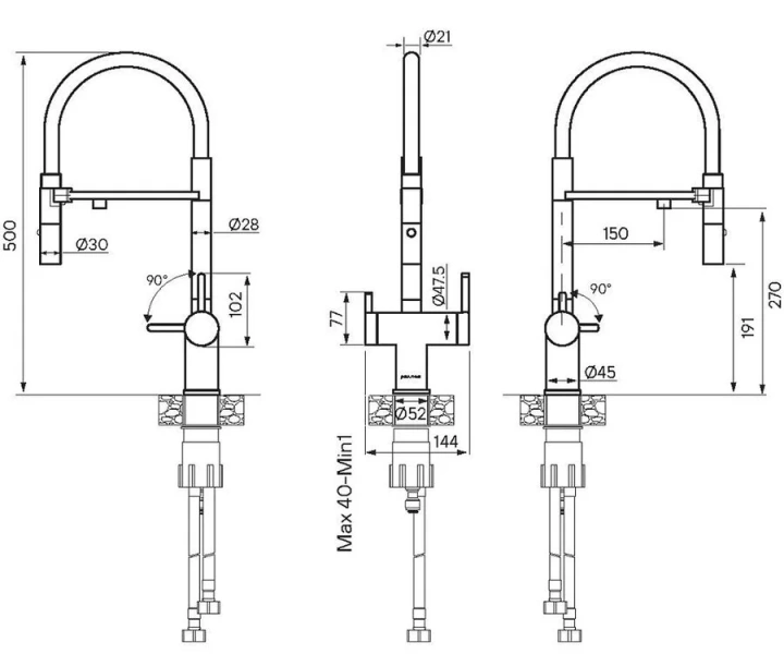 Смеситель для питьевой воды Paulmark Gravity вороненая сталь Gr213888-GM