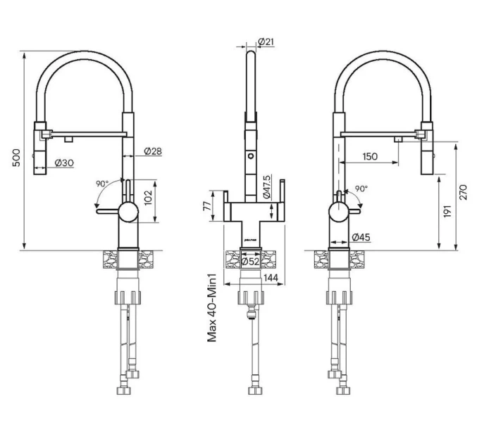 Смеситель для питьевой воды Paulmark Gravity золото Gr213888-G