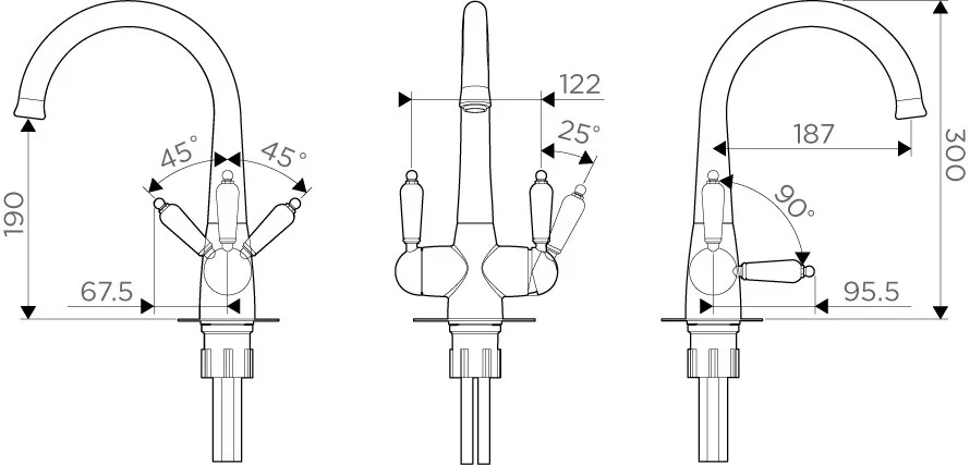 Смеситель для кухни Omoikiri Okinawa 4994 с переключением на питьевую воду