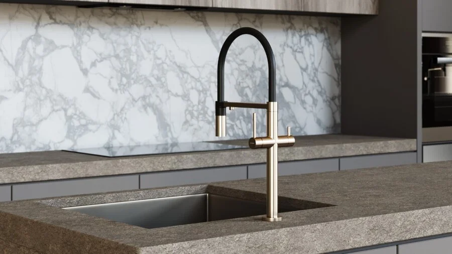 Смеситель для кухни Boheme Uno c краном для питьевой воды matt gold 115-MG