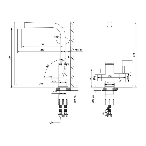 Смеситель для питьевой воды Lemark Expert с подключением к фильтру с питьевой водой золотой LM5061LGN