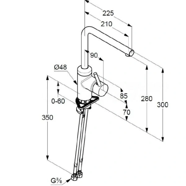 Смеситель для кухни Kludi L-ine черный матовый 428143977