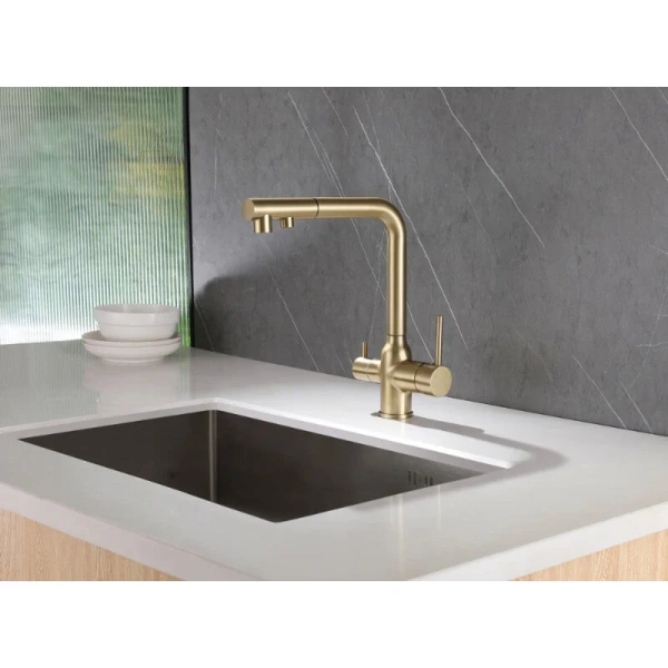 Смеситель для питьевой воды Abber Emotion золото матовое AF8814G