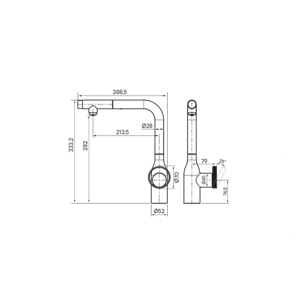 Смеситель для кухни Paulmark Urban Ur213104 с выдвижным изливом