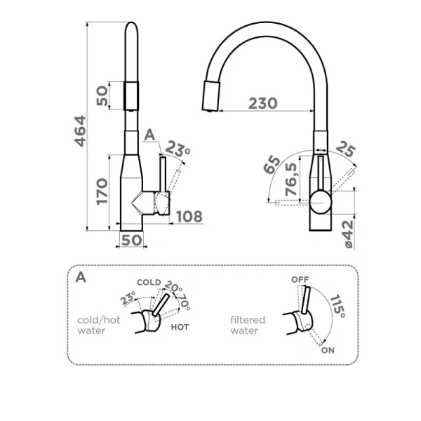 Смеситель для кухни Omoikiri Yatomi 2 Plus 4994 с гибким изливом