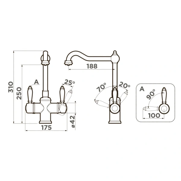 Смеситель для кухни Omoikiri Tottori 49940 с переключением на питьевую воду