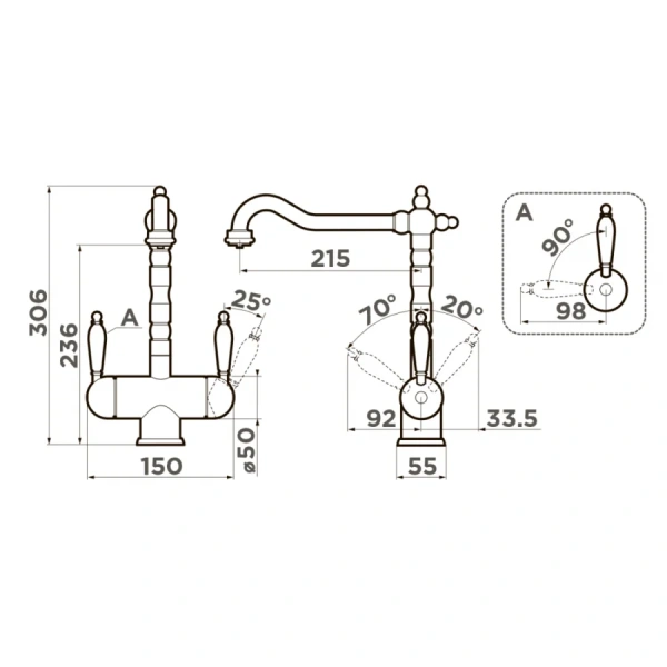 Смеситель для кухни Omoikiri Amagasaki-АB античная латунь 4994292